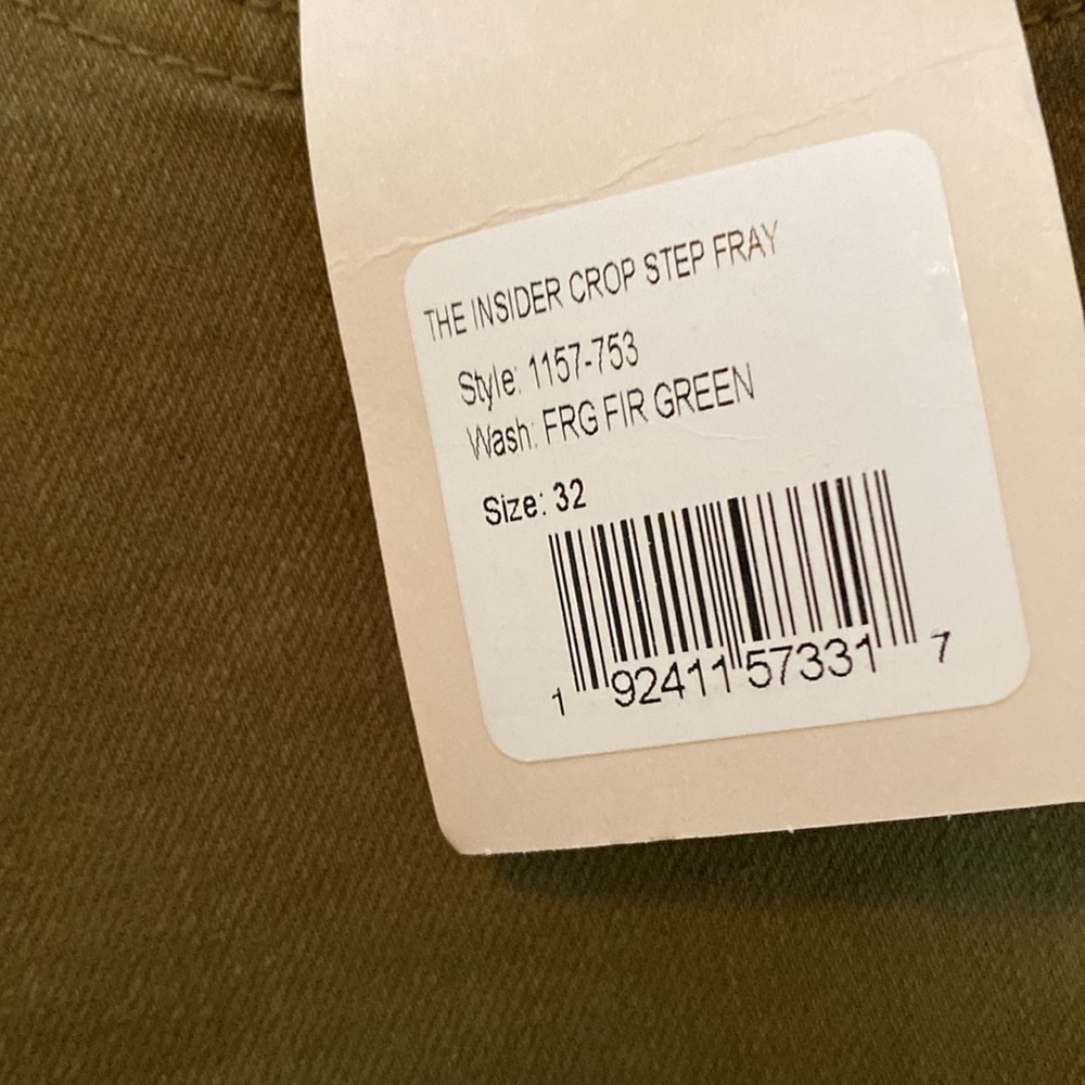 Mother Denim The Insider Crop Step Fray Olive/Fir Green Jeans size 32 NWT - Picture 9 of 17
